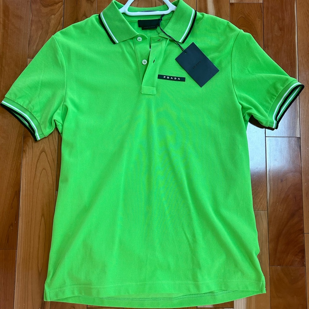 Neon Green PRADA Polo Shirt. Authentic.